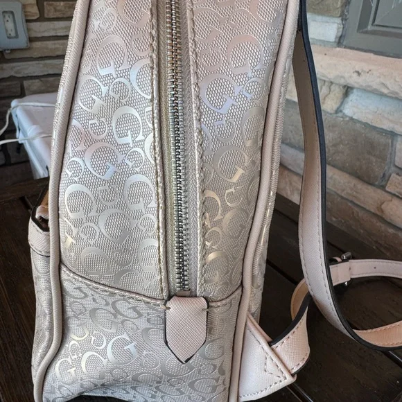 GUESS Beige Monogram Backpack - Picture 3 of 4